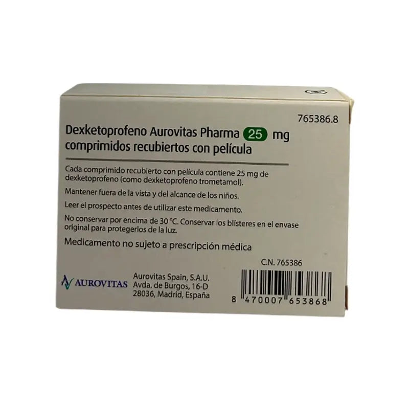 Aurovitas Dexketoprofen 25 Mg, 10 comprimés pelliculés