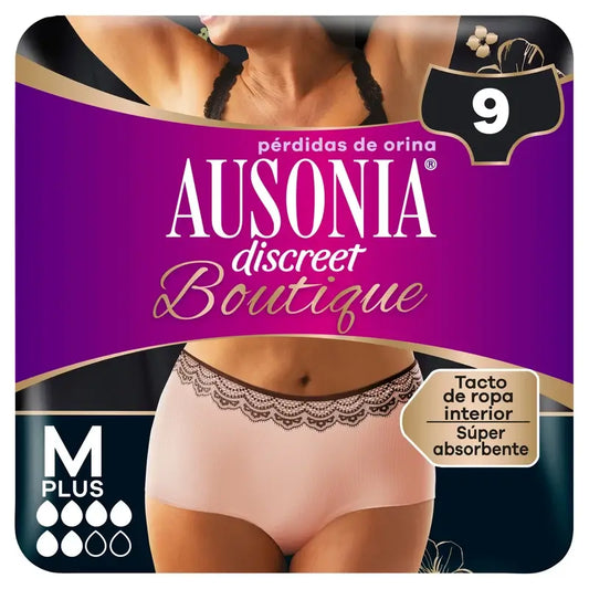 Ausonia Discreet Boutique Culotte d'Incontinence Beige Taille Plus M, 9 Culottes