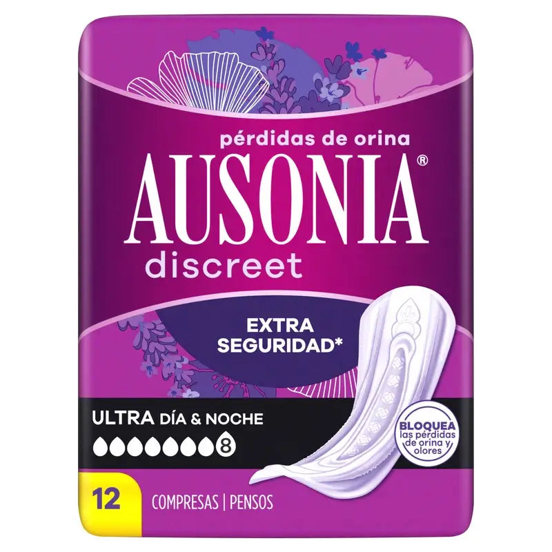 Ausonia Discreet Day & Night Ultra Urine Loss Pads, 12 unités