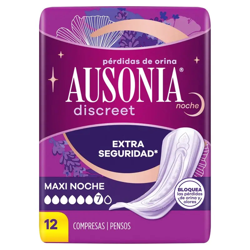 Ausonia Discreet Maxi Nighttime Urine Loss Pads, 12 unités