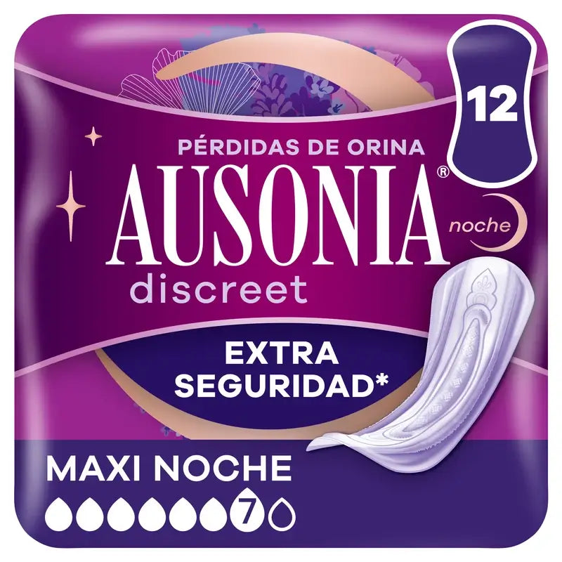 Ausonia Discreet Maxi Nighttime Urine Loss Pads, 12 unités