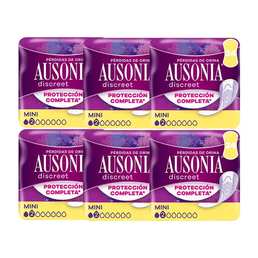 Ausonia Pack Serviettes hygiéniques discrètes pour femmes Mini, 6 x 24 unités