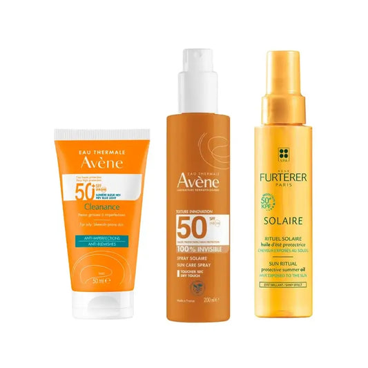 Avène Cleanance Spf 50+ 50 Ml + Spray Invisible Spf 50 200 Ml + Huile solaire protectrice Kpf 50⁺ 100 Ml