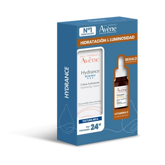 Avène Pack Crème Hydratante Riche en Hydrance + cadeau Sérum Correcteur Eclaircissant Vitamine Activ Cg 10Ml