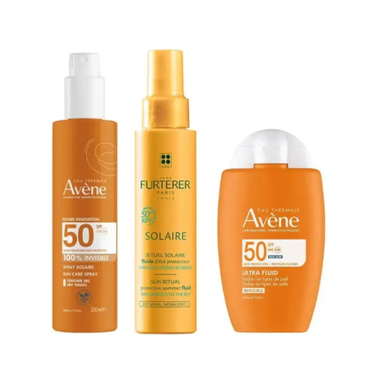 Avène Fluide Ultra Invisible Spf50 50 Ml + Spray Invisible Spf 50 200 Ml + Fluide Protecteur Solaire Kpf 50⁺ 100 Ml