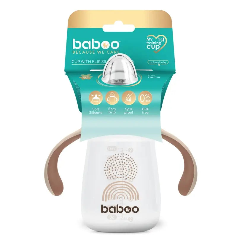 Tasse d'apprentissage Baboo Au Naturale en silicone avec embout buccal 6+ mois, 260 ml