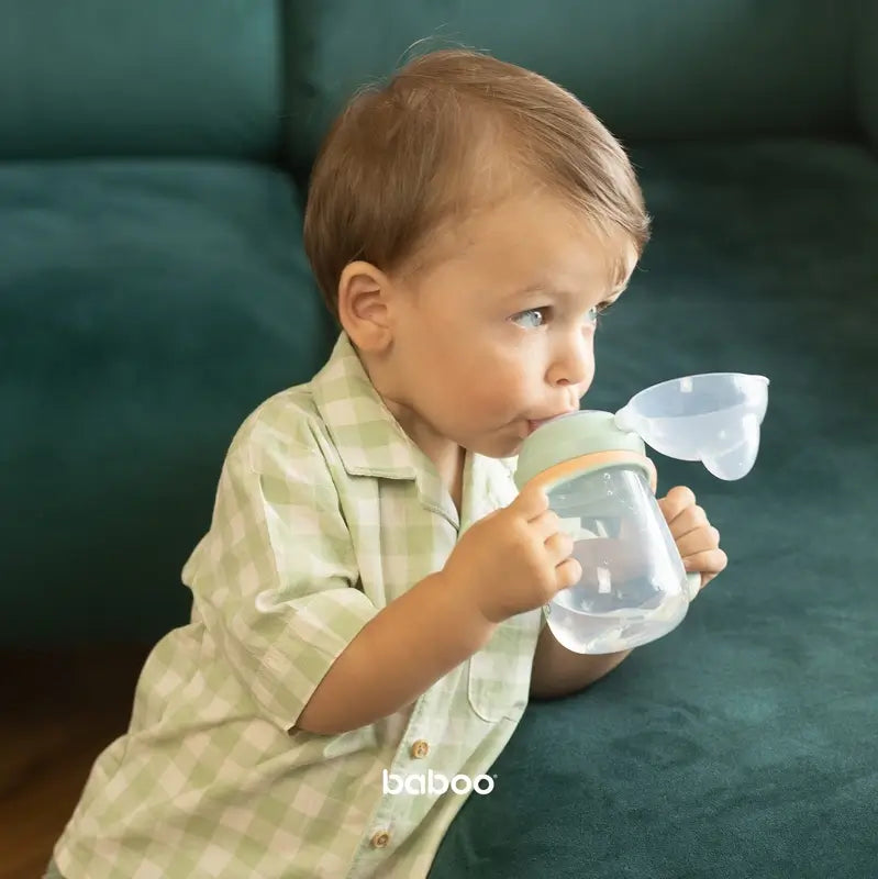 Tasse d'apprentissage Baboo Peachy Keen en silicone avec embout buccal 6+ mois, 260 ml