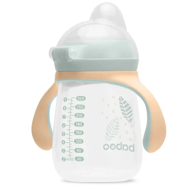 Tasse d'apprentissage Baboo Peachy Keen en silicone avec embout buccal 6+ mois, 260 ml