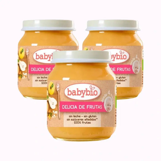 Babybio Fruit Delight, paquet de 3 x 130 grammes