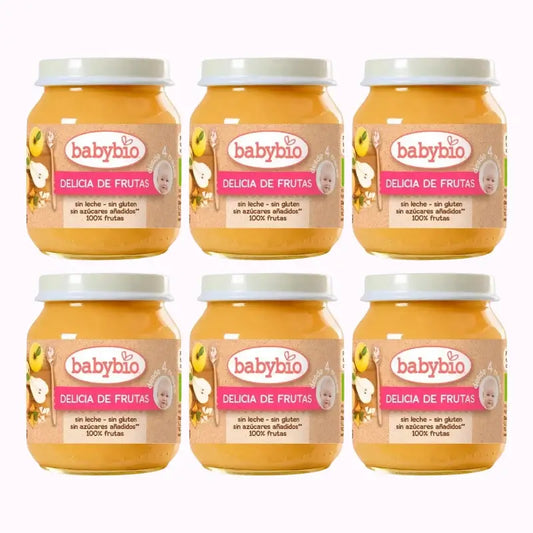Babybio Fruit Delight, paquet de 6 x 130 grammes