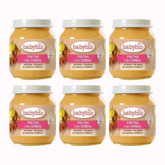 Babybio Fruits avec céréales, paquet de 6 x 130 grammes