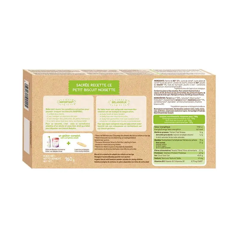 Babybio Biscuits de croissance aux noisettes, 160 g
