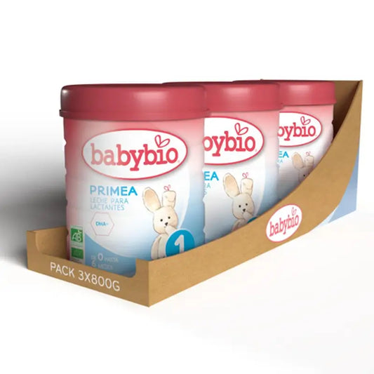 Babybio Primea 1 Lait de vache pour nourrissons 0-6 mois, paquet de 3 x 800 grammes