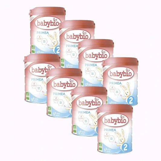 Babybio Primea 2 lait de vache de continuation 6-12 mois, paquet de 8 x 800g