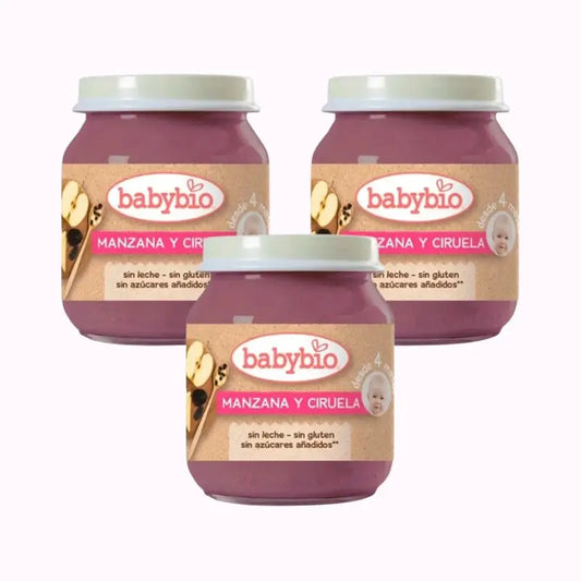 Babybio Pomme Prune, Pack 3 x Prune, 130g
