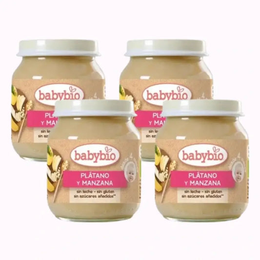 Babybio Pomme Banane, paquet de 4 x 130 g