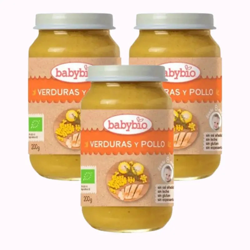 Babybio Menu Tradition Poulet, paquet de 3 x 200 grammes