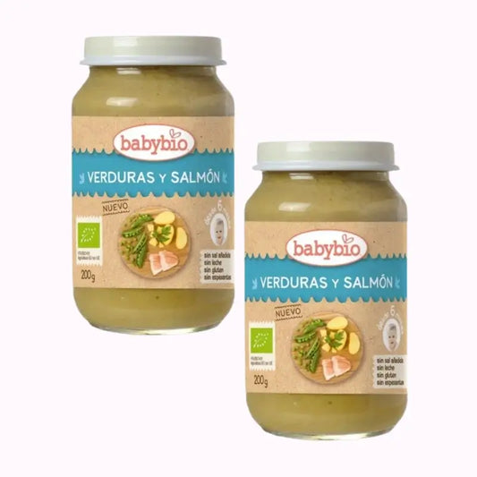 Babybio Menu Tradition Saumon, paquet de 2 x 200 grammes