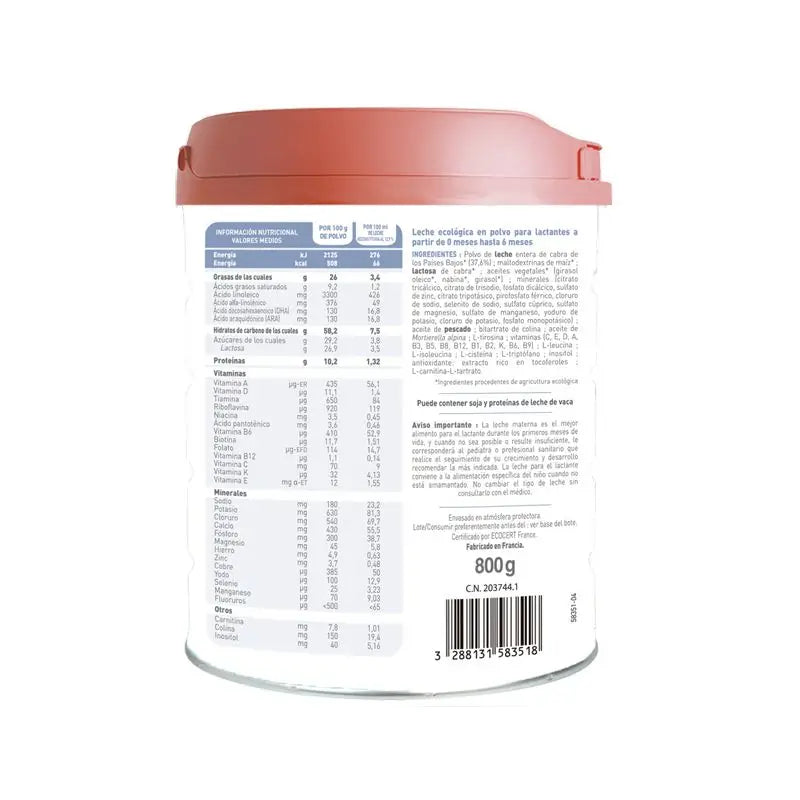 Babybio Caprea 1 Lait de chèvre 0-6 mois, paquet de 8 x 800 g