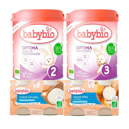 Babybio Pack Optimum Milk 2 et 3 + yaourts de vache
