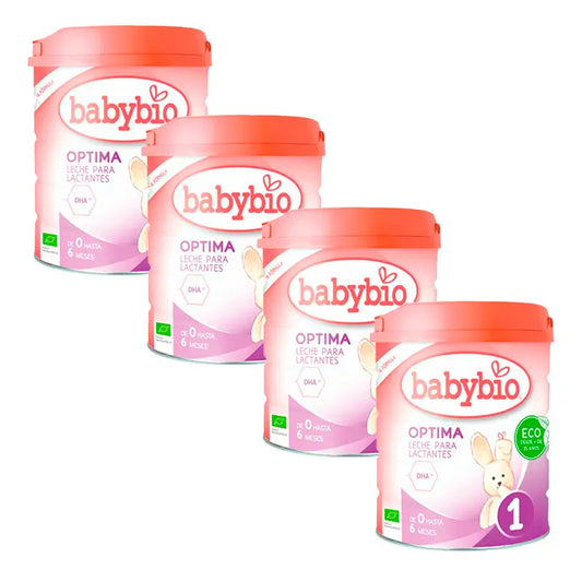 Babybio Optima 1 Lait de vache 0-6 mois, paquet de 4 x 800 grammes