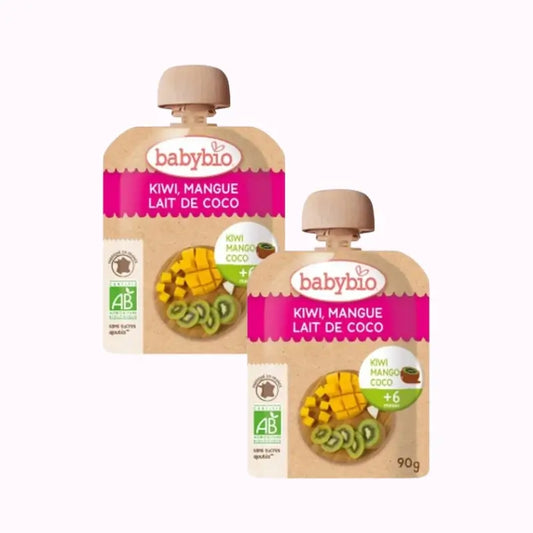 Babybio Pouch Kiwi Mangue Noix de Coco, Pack 2 x 90 g