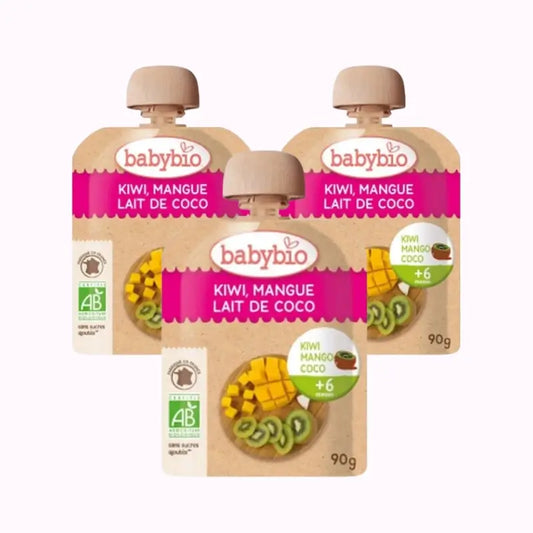 Babybio Pouch Kiwi Mangue Noix de Coco, Pack 3 x 90 g