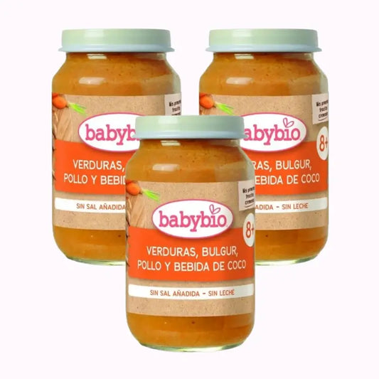 Babybio Vegetables Bulgur Chicken & Coconut Drink, Pack 3 x 200 grammes