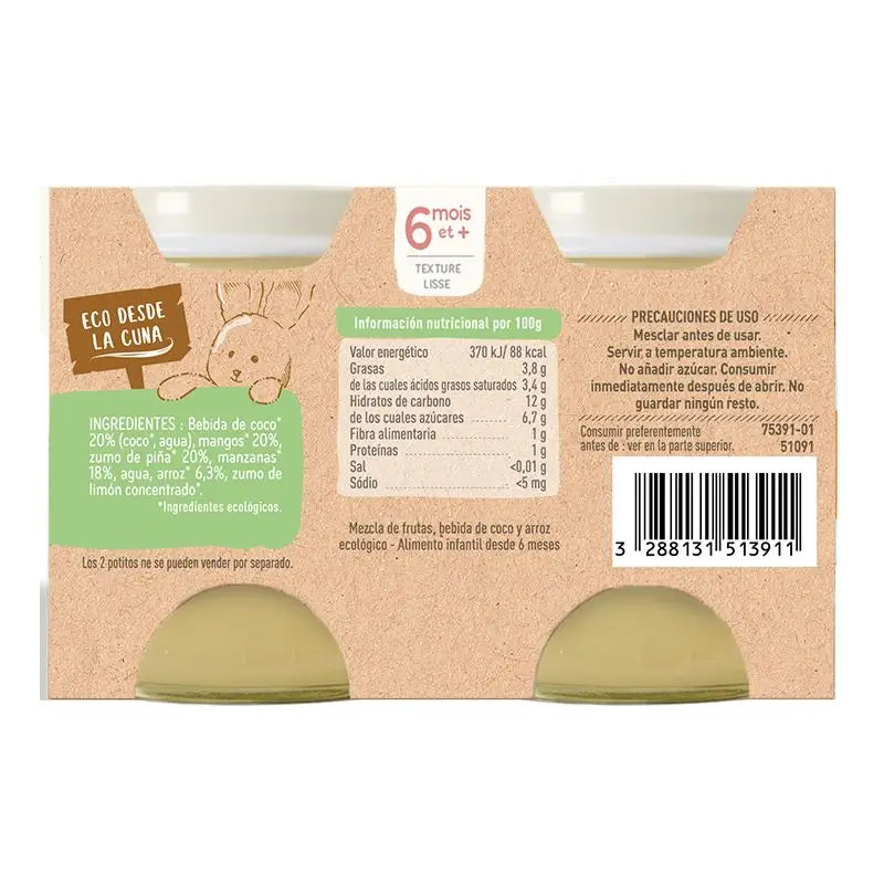 Babybio Yaourt Coco Mangue Ananas & Pomme - 2X130 g