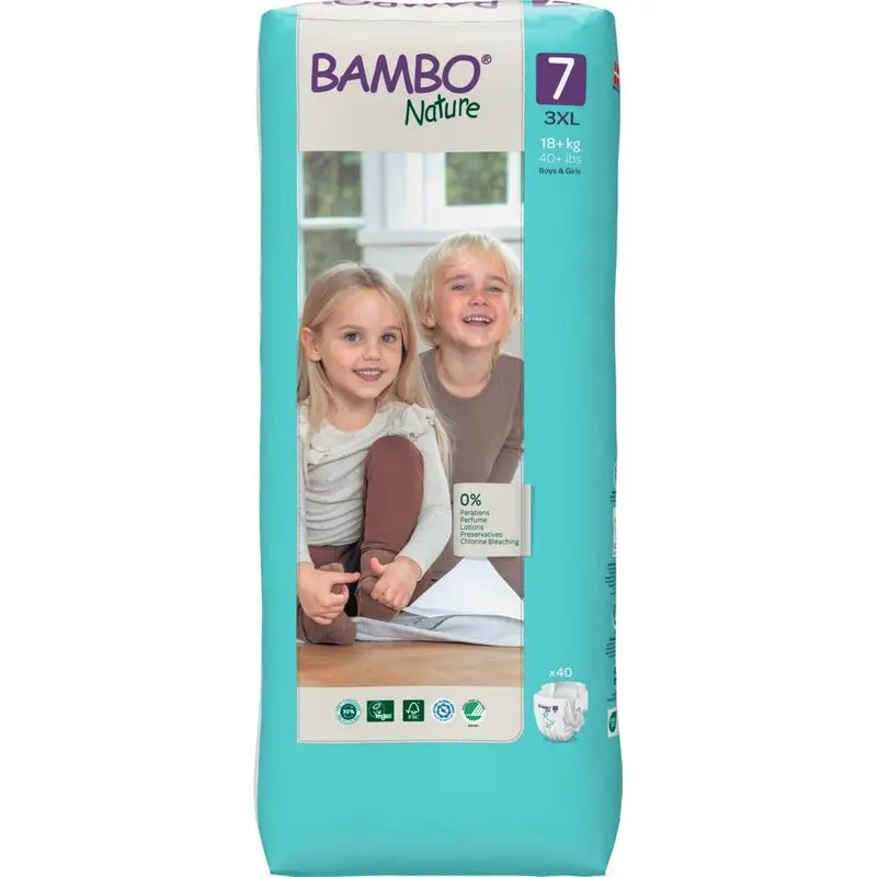 Couches Bambo Nature Taille 7 (18+ Kg), 40 pcs.