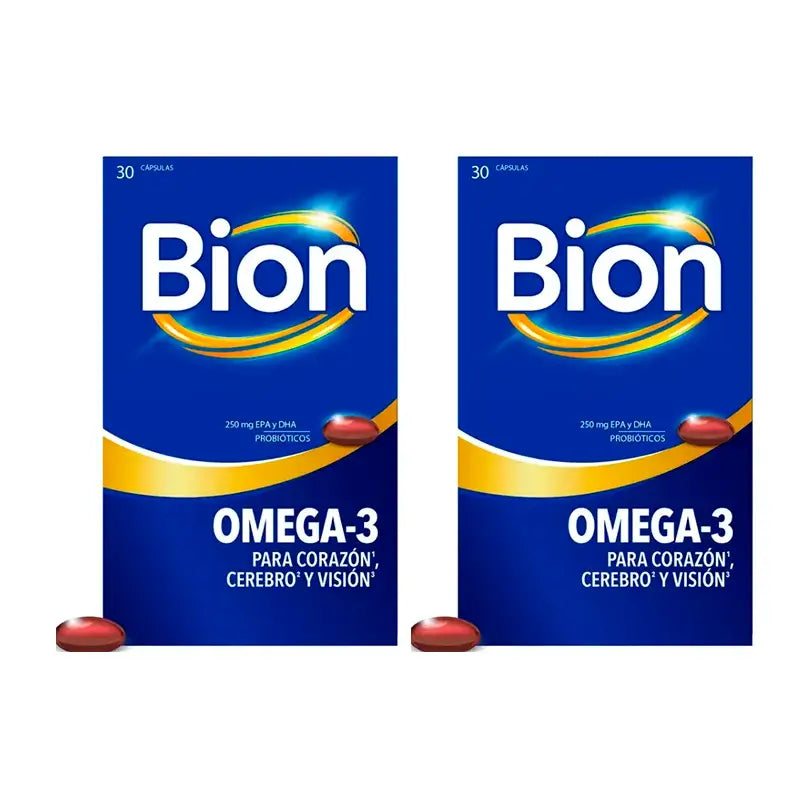 Bion3 Omega-3 Avec Probiotiques, Pack 2 x 30 gélules