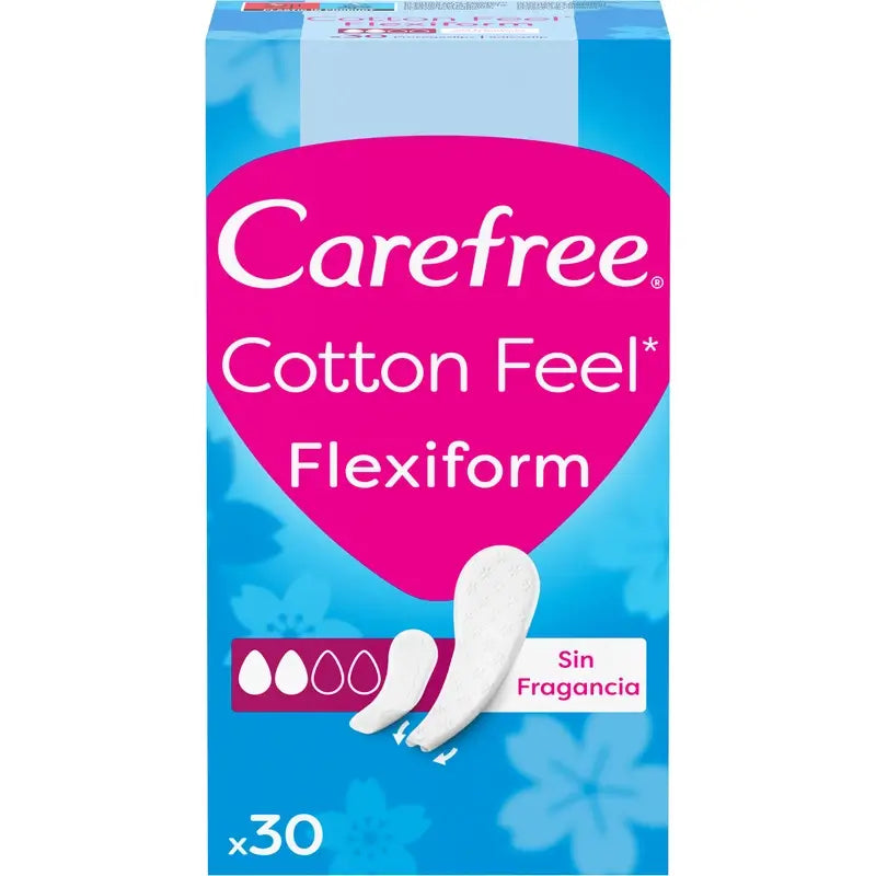 Carefree Cotton Flexiform Protège-slip absorbant non parfumé, 30 unités