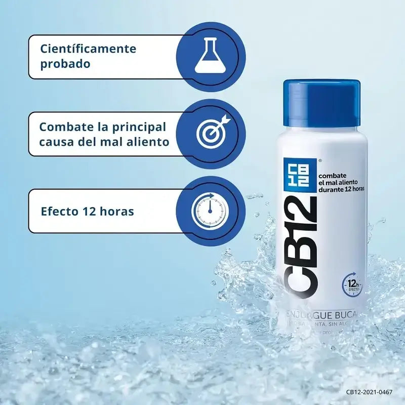 CB12 Bain de bouche à la menthe Bain de bouche contre l'halitose aromatisé à la menthe, 250 ml
