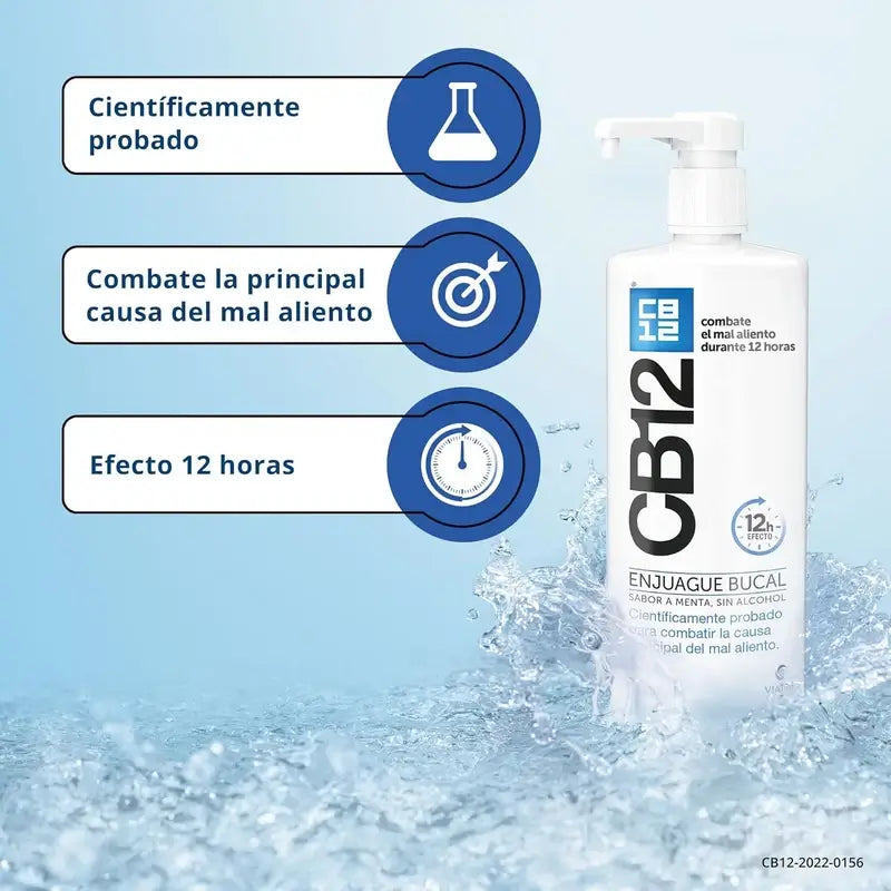 CB12 Bain de bouche à la menthe Bain de bouche contre l'halitose aromatisé à la menthe, 1000 ml
