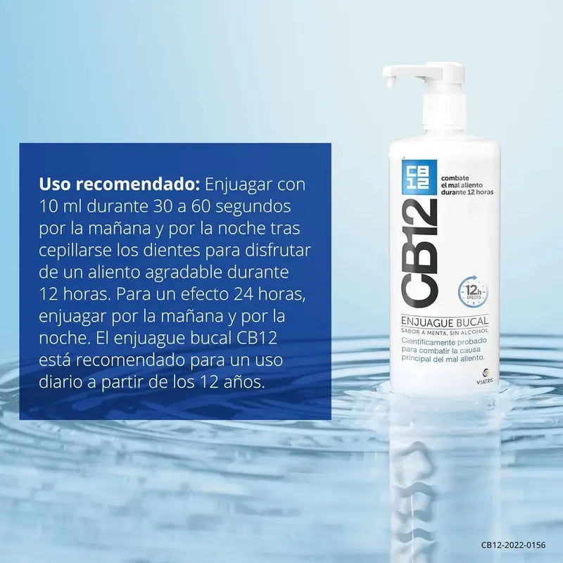 CB12 Bain de bouche à la menthe Bain de bouche contre l'halitose aromatisé à la menthe, 1000 ml