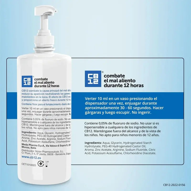 CB12 Bain de bouche à la menthe Bain de bouche contre l'halitose aromatisé à la menthe, 1000 ml