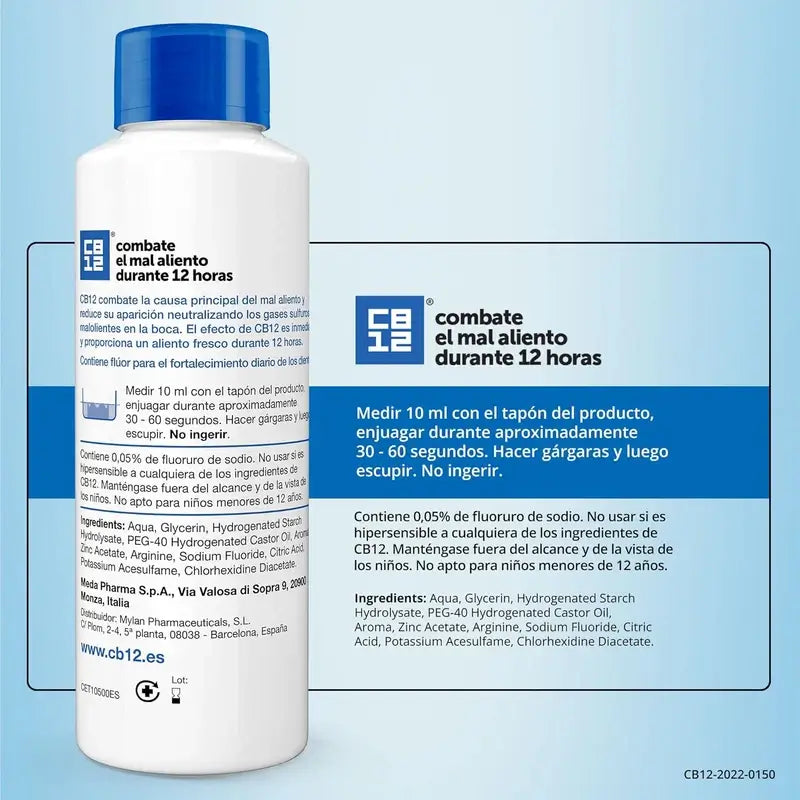 CB12 Bain de bouche à la menthe Bain de bouche contre l'halitose aromatisé à la menthe 500 ml