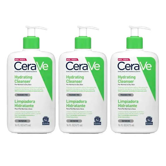 CeraVe Gel nettoyant hydratant, paquet de 3 x 473 ml