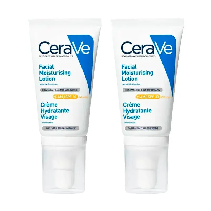 CeraVe Lotion hydratante pour le visage SPF30, paquet de 2 x 52 ml