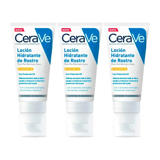 CeraVe Triplo Lotion hydratante pour le visage Spf 50, 3X52 Ml
