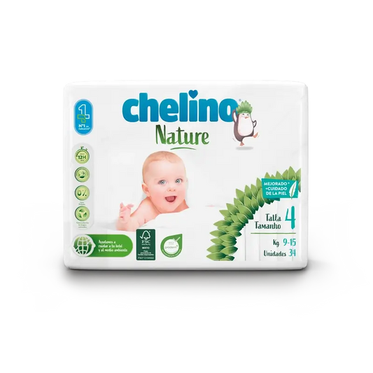 Chelino Nature Nappy Size 4 (9-15 Kg) , 34 unités