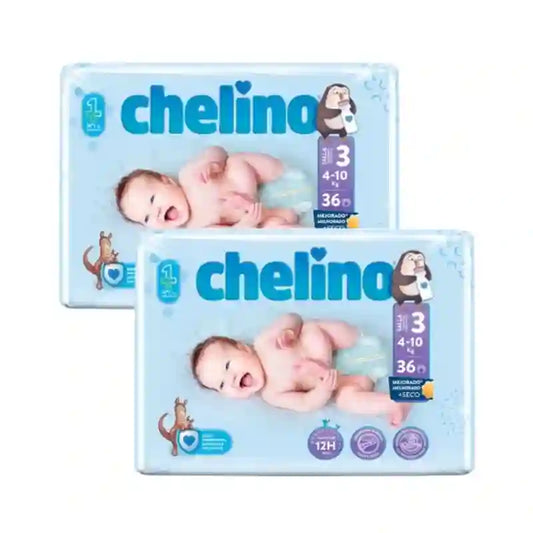Couche Chelino Taille 3 (4-10 Kg) , 2X36 Unités