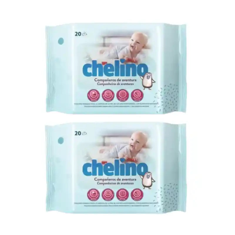 Chelino Lingettes hydratantes pour bébés, 2X20 unités