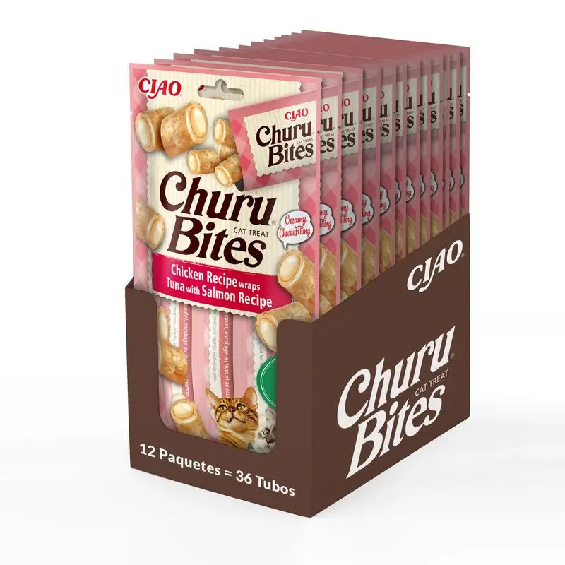 Churu Cat Bites Thon et saumon Recette Display 12X30Gr