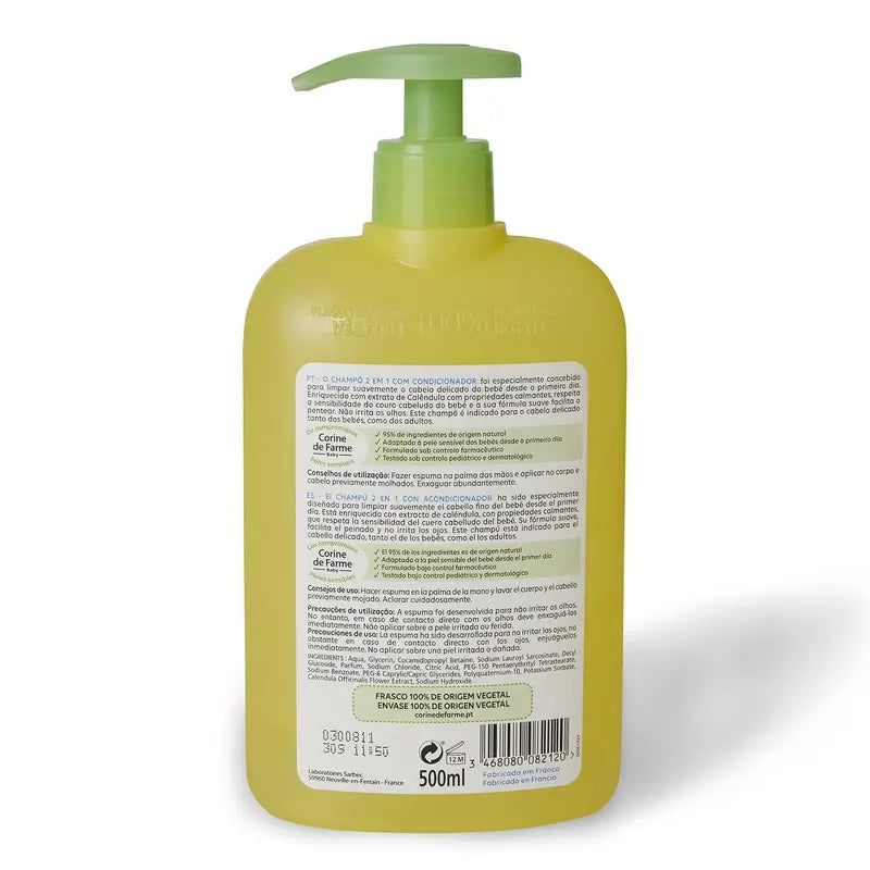 Corine De Farme 2 In 1 Shampooing et Conditionneur Calendula, 500 ml