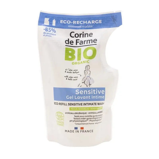 Recharge de gel hygiénique intime bio Corine De Farme Doypack Sensitive, 250 ml