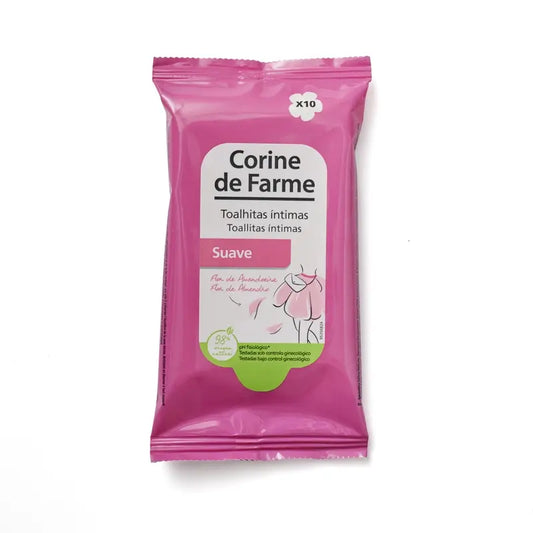 Lingettes douces Corine De Farme pour l'hygiène intime adulte, paquet de 10.