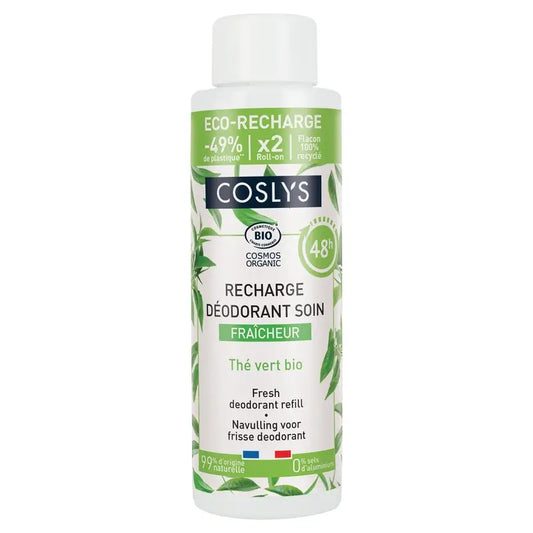 Recharge déodorant Coslys fraîcheur (thé vert + aloe vera), 500 ml