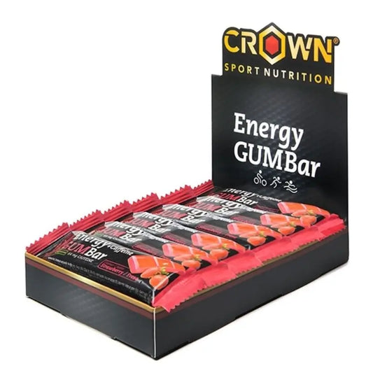 Crown Sport Nutrition Energy Gum Bar Strawberry + Caffeine , 12 x 30 grammes