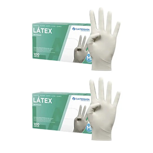 Cuatrogasa Gants sans poudre en latex blanc Taille M, 2X100 unités